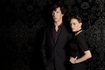 Photo promotionnelle du premier épisode de la saison 2 de Sherlock (Irene Adler et Sherlock Holmes)