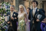 Photo promotionnelle du deuxième épisode de la saison 3 de Sherlock (Sherlock, John et Mary - extérieur)
