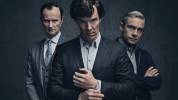 Photo promotionnelle du deuxième épisode de la saison 4 de Sherlock (Sherlock, John et Mycroft)